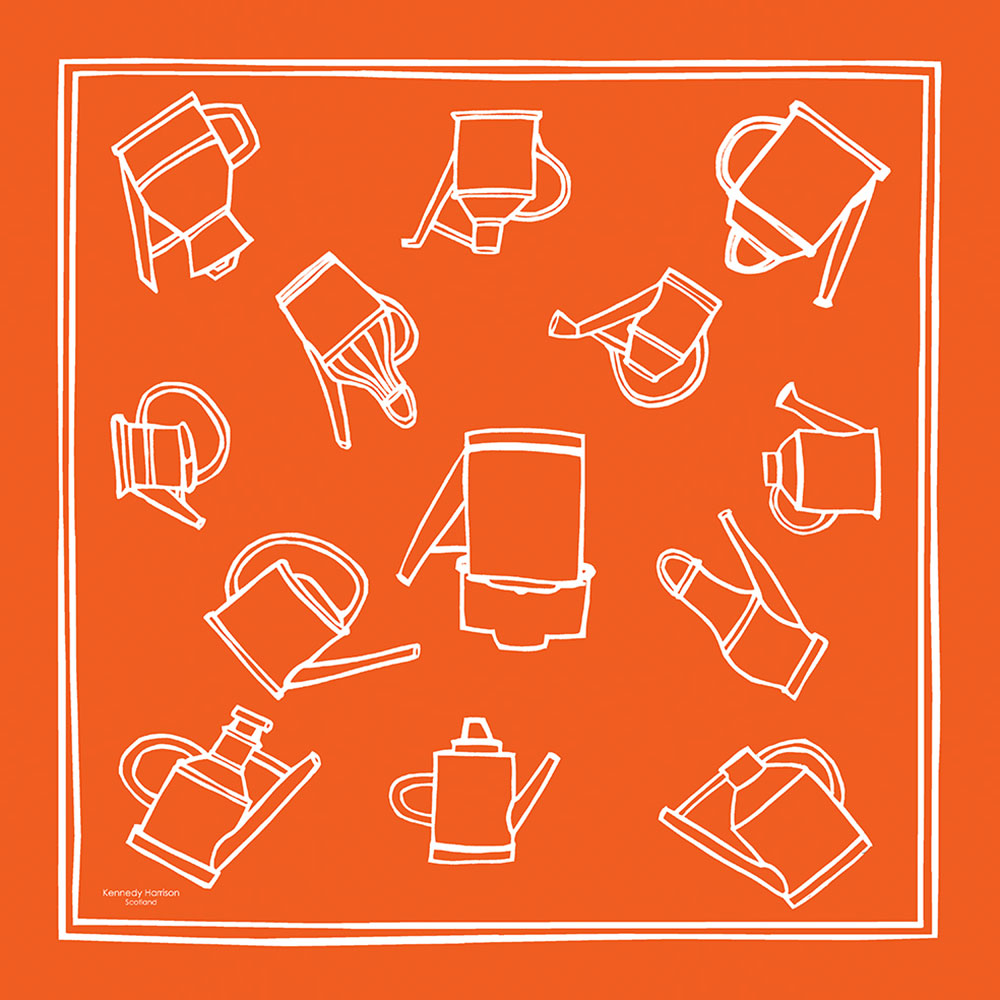 WATERING CAN - WHITE on ORANGE