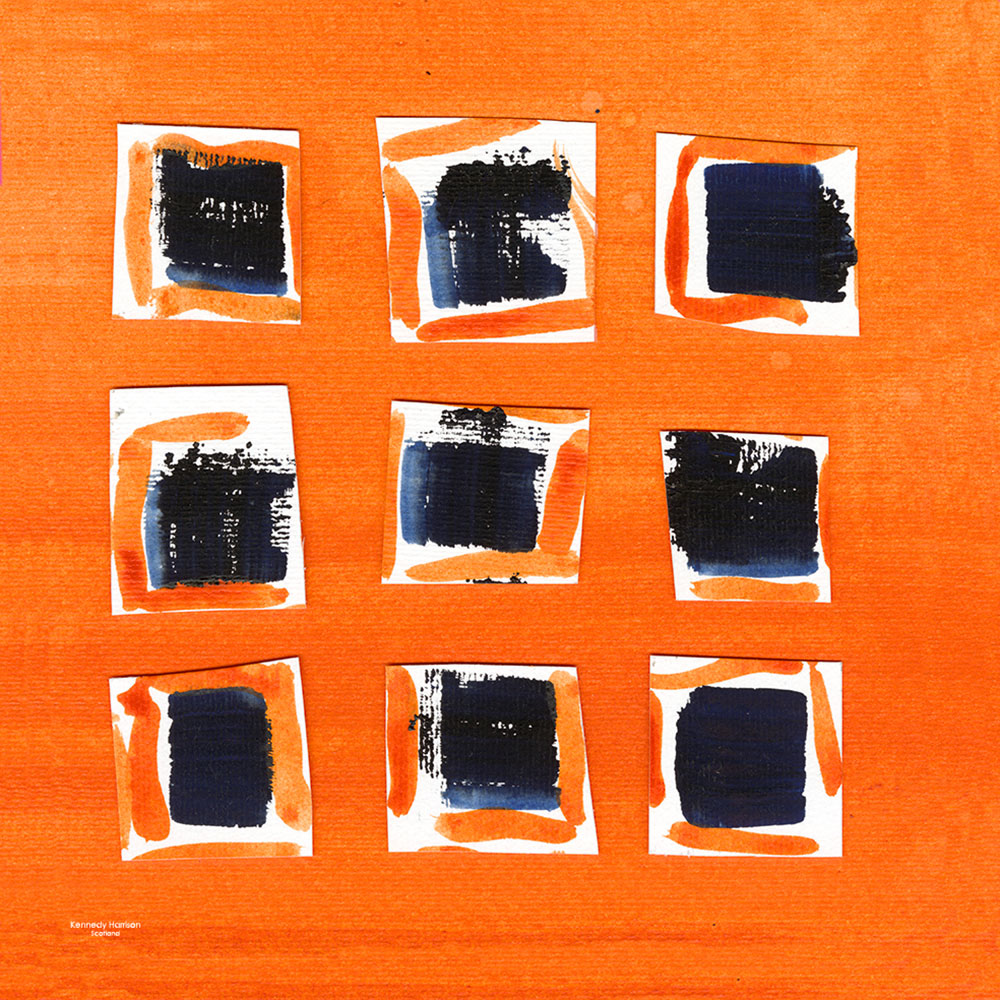 ABSTRACT SQUARES - BLUE ORANGE