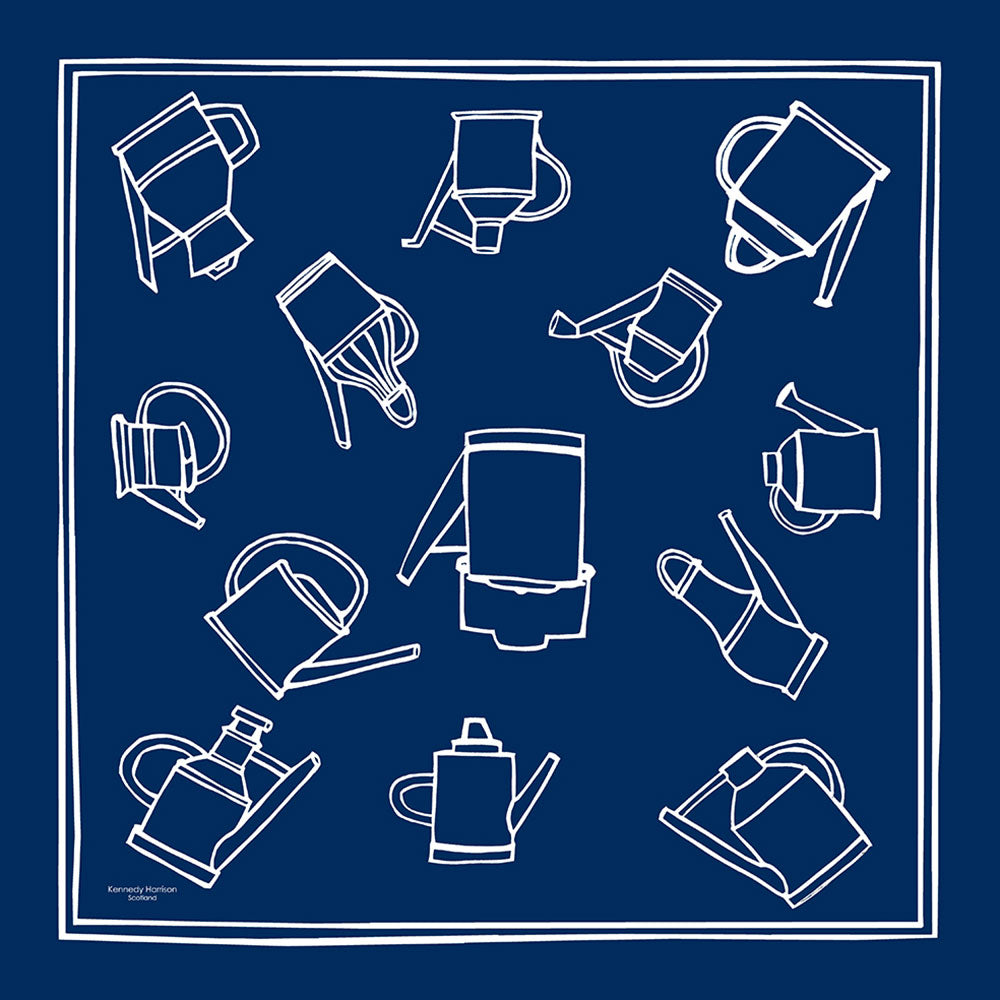 WATERING CAN - WHITE on NAVY