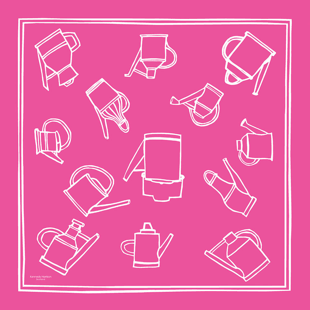 WATERING CAN - WHITE on FUCHSIA